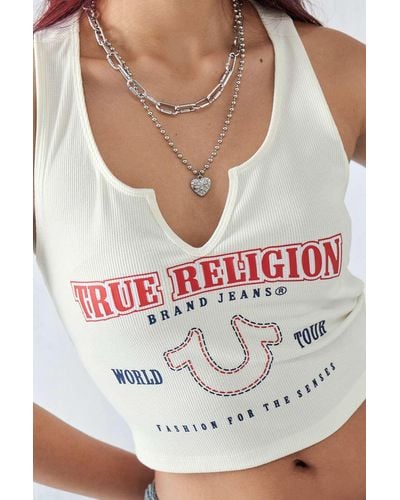 True Religion Uo Exclusive Notched Vest Top - Blue