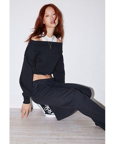 Out From Under Bubble Hem Cropped Sweatshirt - Blue