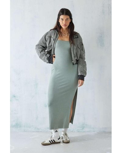 Urban Outfitters Uo Sabina Long-sleeve Slinky Maxi Dress - Green