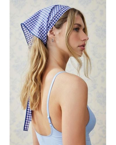 Urban Outfitters Uo Gingham Headscarf - Purple