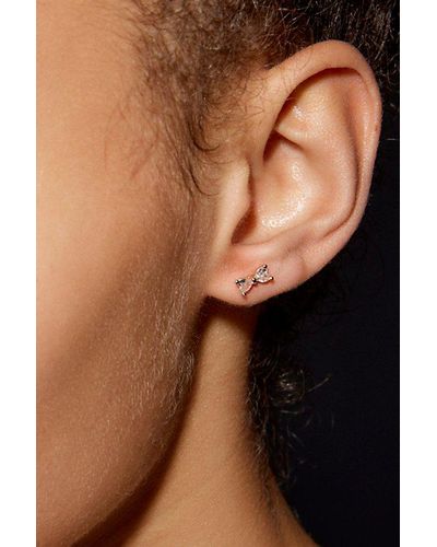 Urban Outfitters Delicate Rhinestone Bow Earring - Black