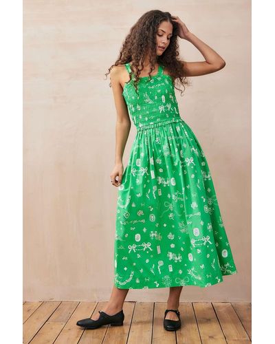 Damson Madder Keira Midi Dress - Green