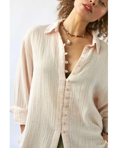 Urban Outfitters Uo Addison Button-front Blouse - Pink