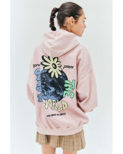 Urban Outfitters Uo Around The World Hoodie - Pink