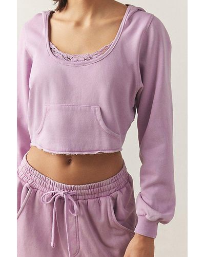 Out From Under Jayden Lace-Trim Hoodie Sweatshirt - Purple