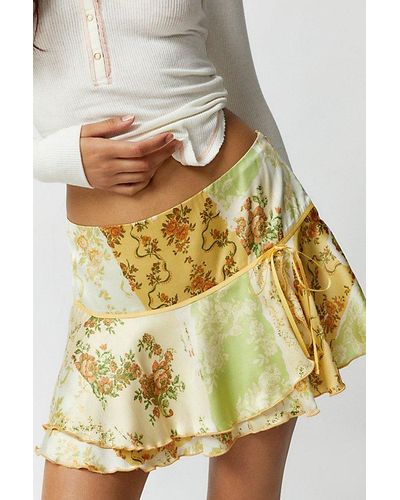 Kimchi Blue Kimchi Carlene Satin Drop-Waist Mini Skirt - Natural