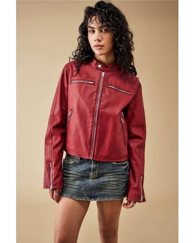 BDG Bob Red Faux Leather Jacket - Natural