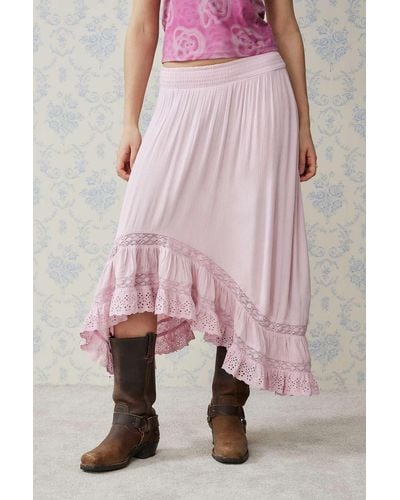 Urban Outfitters Uo Bronwen Hitched Midi Skirt - Pink