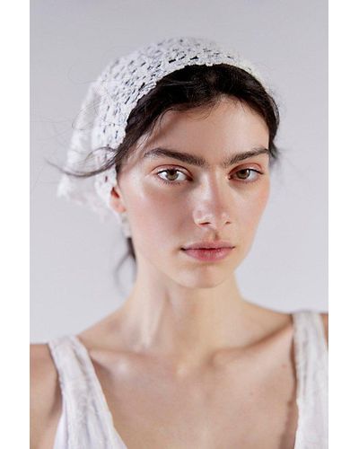 Urban Outfitters Floral Crochet Headscarf - White