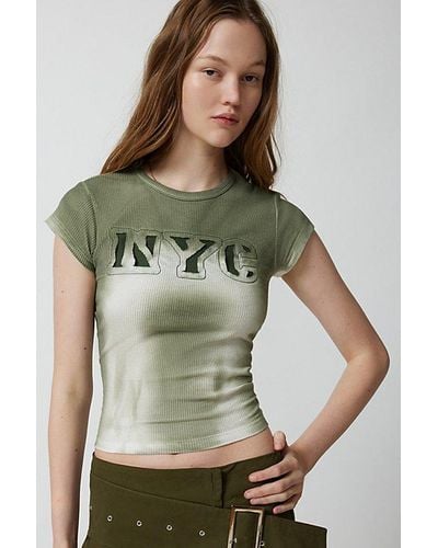 Urban Outfitters Destination Thermal Baby Tee - Green