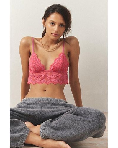 Out From Under Budapest Love Lace Longline Bralette - Pink