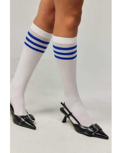Out From Under Sheer Knee High Socks - Blue