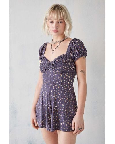 Urban Outfitters Uo Erika Jersey Playsuit Top - Blue