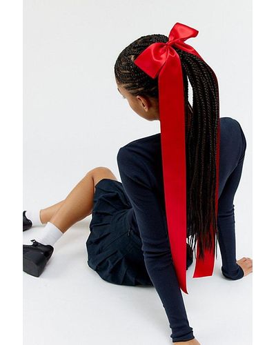 Urban Outfitters Long Satin Hair Bow Barrette - Red