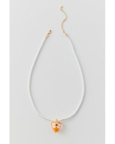 Urban Outfitters Glass Heart Corded Necklace - White