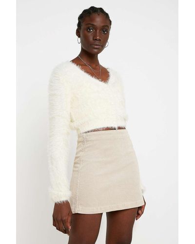 Urban Outfitters Uo Clean Corduroy Mini Skirt - Natural