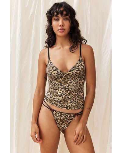 Out From Under Je T'aime Leopard Print Thong - Brown
