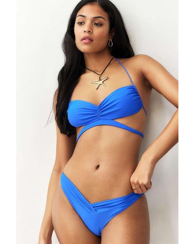 Jaded London Ziva V-waist Bikini Bottoms - Blue