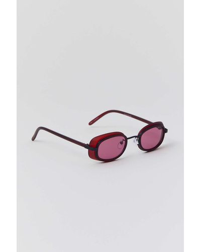 Urban Outfitters Rowan Combo Rectangle Sunglasses - Red