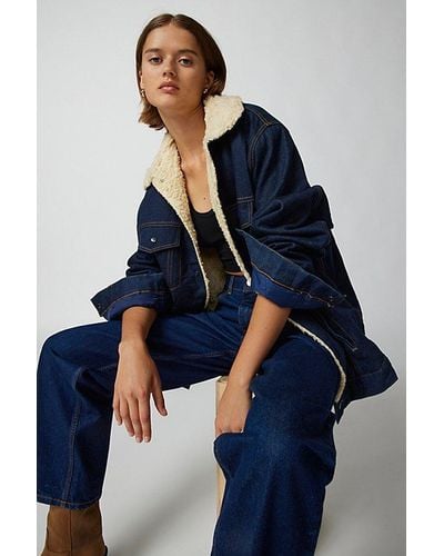 Urban Renewal Vintage Fleece Lined Denim Jacket - Blue