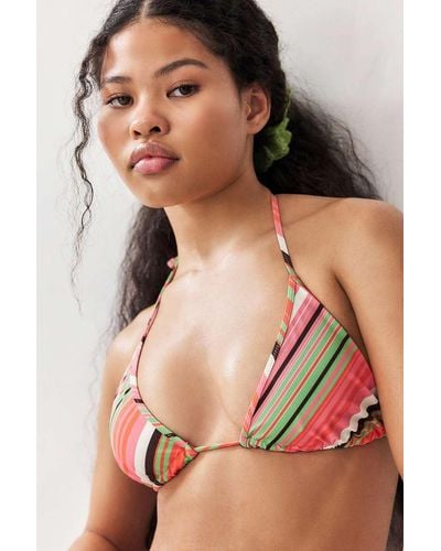 Out From Under Vertical Stripe Triangle Bikini Top - Pink