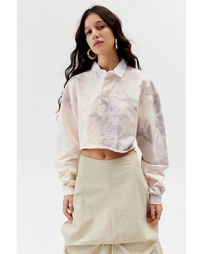 Urban Renewal Remade Bleached Cropped Rugby Shirt - Natural