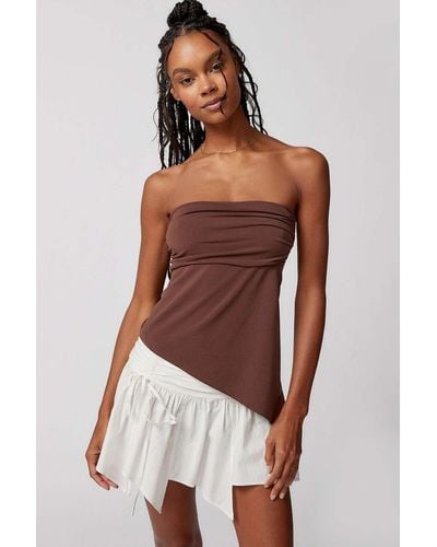 Urban Outfitters Uo Y2k Asymmetrical Tube Top - Brown
