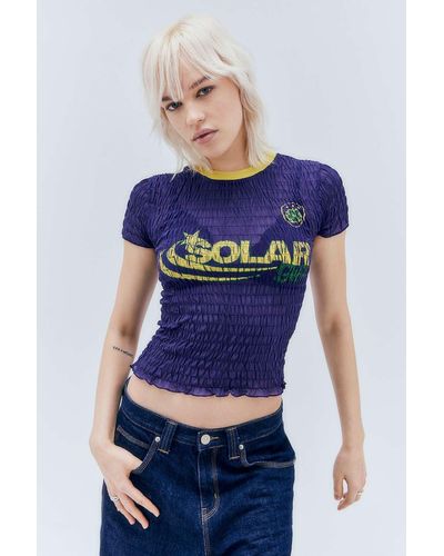 Urban Outfitters Uo Solar Shirred Baby T-shirt - Blue