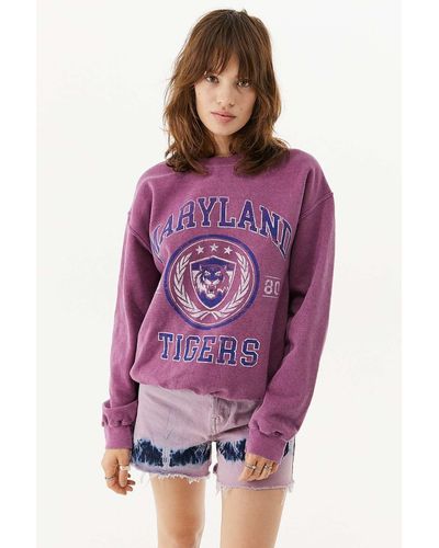 Urban Outfitters Uo Maryland Tigers Crew Neck Sweatshirt - Purple