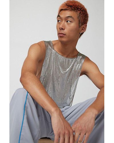 Urban Outfitters Troye Metal Tank Top - Gray