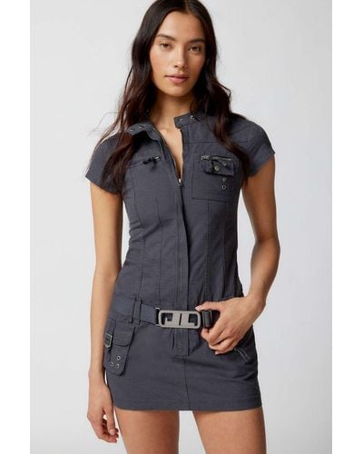 Jaded London Belted Cargo Mini Dress In Grey,at Urban Outfitters - Blue