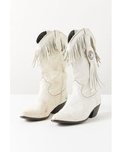 Urban Outfitters Vintage White Fringe Cowboy Boot