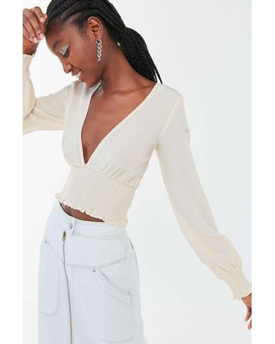 Urban Outfitters Uo Ruth V-neck Blouse - White