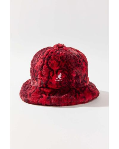 Kangol Faux Fur Casual Bucket Hat - Red