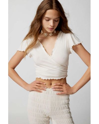 Out From Under Savannah Surplice Top In White,at Urban Outfitters