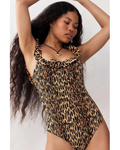 Damson Madder Leopard Print Swimsuit - Brown