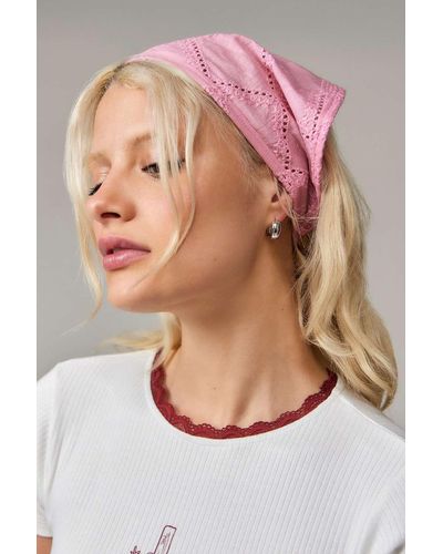 Urban Outfitters Uo Cotton Check Headscarf - Pink
