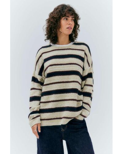 Urban Outfitters Uo Striped Boucle Knit Jumper - Grey