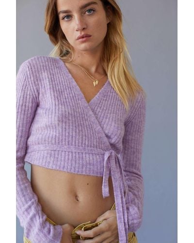 Urban Outfitters Uo Bibi Wrap Sweater - Purple