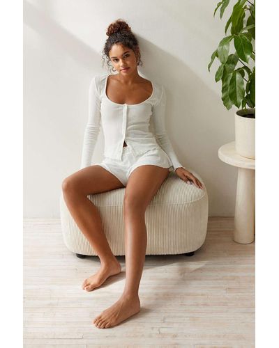 Out From Under Sweet Dreams Pointelle Cardigan In White,at Urban Outfitters - Natural