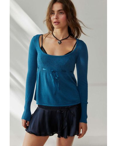 Kimchi Blue Brinley Babydoll Sweater In Turquoise,at Urban Outfitters - Blue