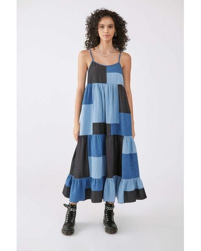 Kimchi Blue Rigby Patchwork Midi Dress - Blue