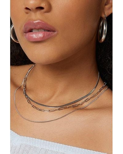 Urban Outfitters Delicate Chain Toggle Layering Necklace Set - Brown