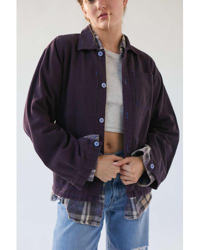 Urban Renewal Vintage Overdyed French Workwear Jacket - Purple