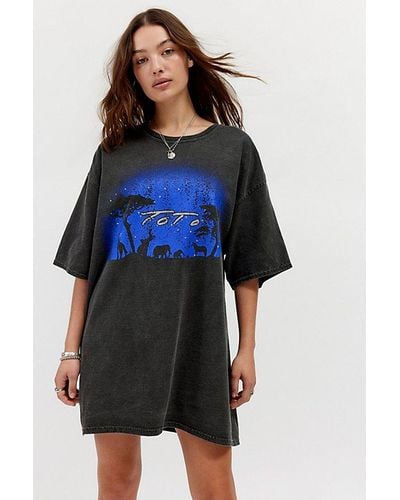 Urban Outfitters Toto Africa Washed T-Shirt Dress - Blue