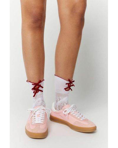 Urban Outfitters Bow Lace Crew Sock - Pink