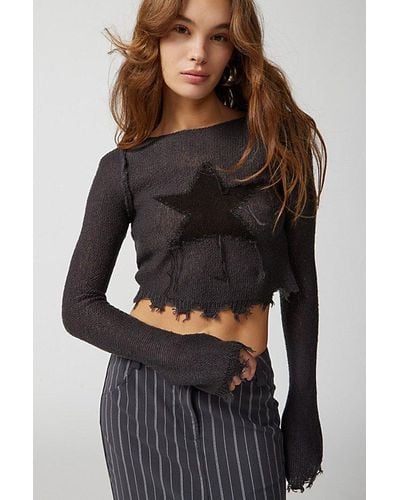Urban Outfitters Uo Rock Star Distressed Sweater - Black