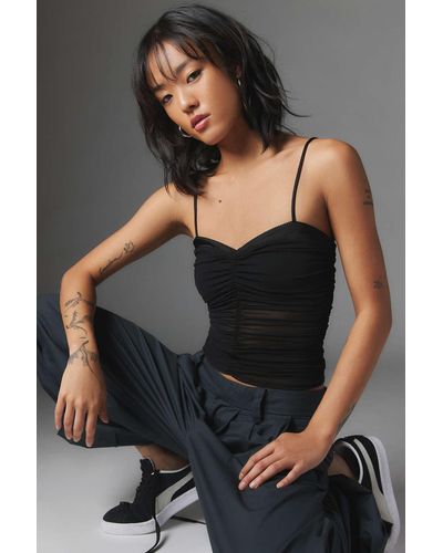 Silence + Noise Silence + Noise Peek My Interest Ruched Cami In Black,at Urban Outfitters