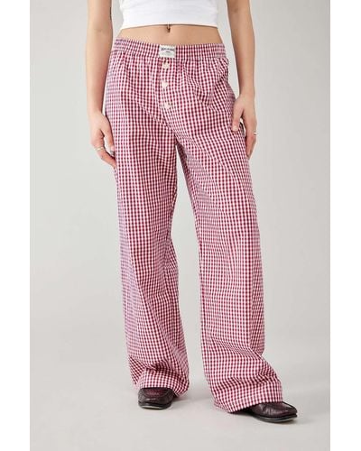 BDG Red Gingham Clean Trousers - Pink