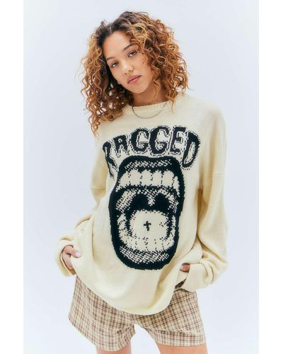 The Ragged Priest Mouthy Knit Jumper Top - Grey